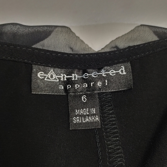 Connected Apparel Black White Striped Full-length Overlay Dress Size 6 NWT - Picture 9 of 10